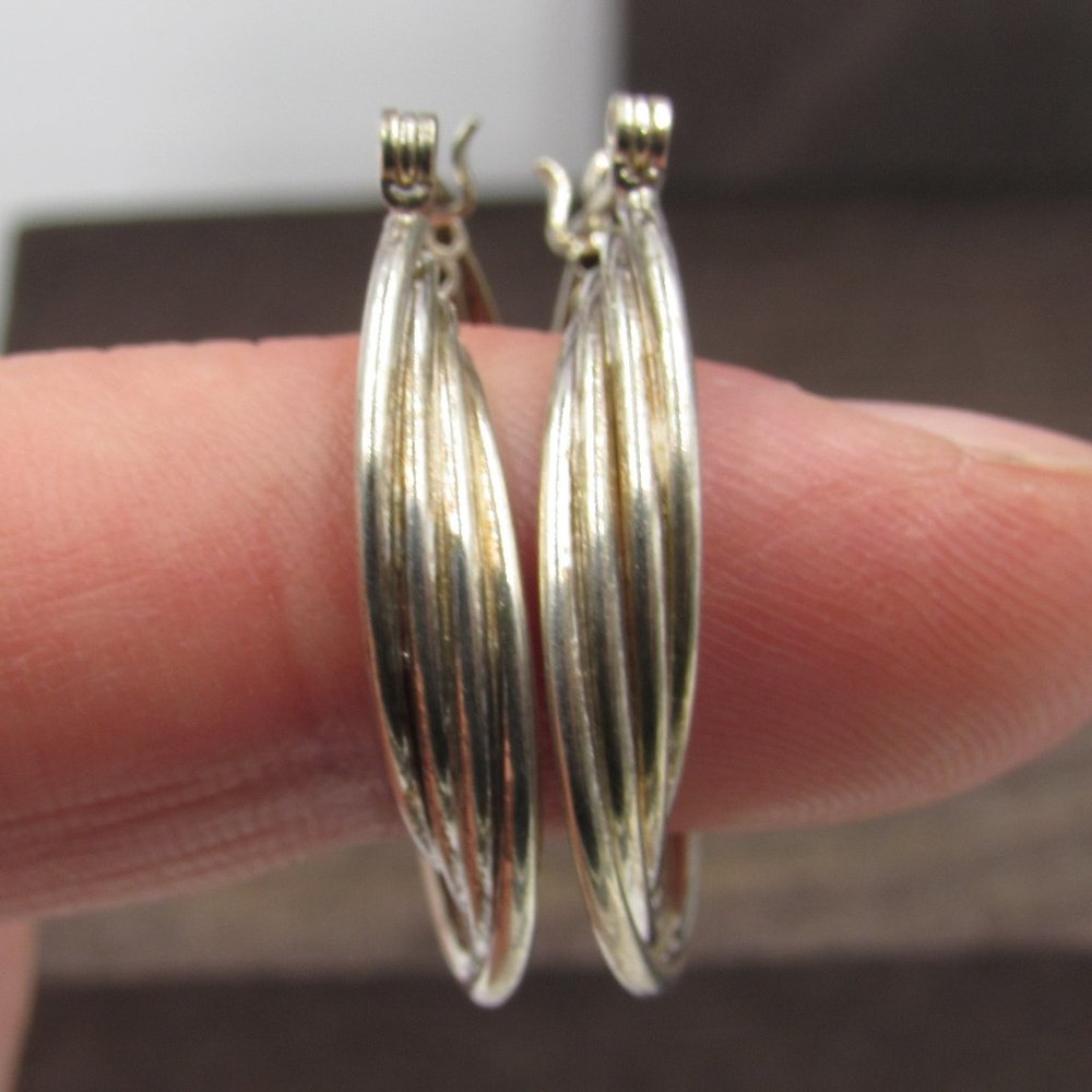 Sterling Silver Odd Layered Wire Dangle Earrings - image 1